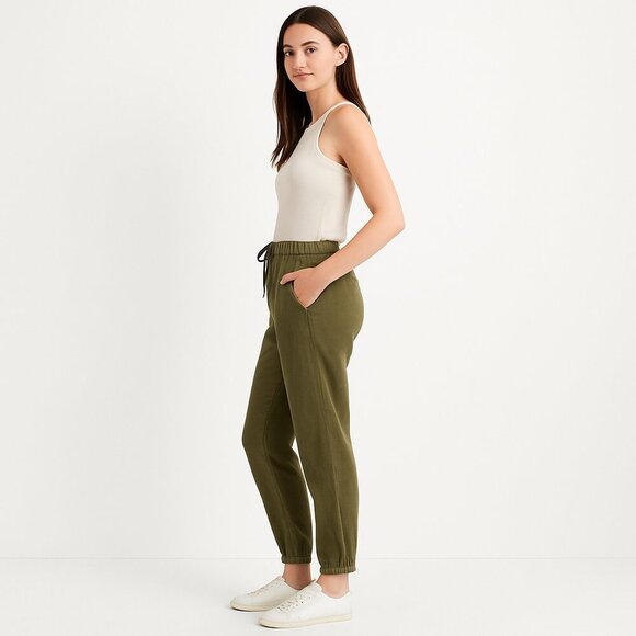 🌿 J.Crew Point Sur Linen-Lyocell Jogger Pants (6) Olive Green, Elastic Waist - Picture 4 of 14